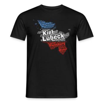 State Schleswig-Holstein Cities and municipalities - Men's T-Shirt - black - Front - AI Model Male 178 light (178cm)