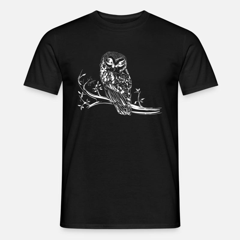 Hübsche weiße Eule Waldbewohner Geschenk - Männer T-Shirt - Schwarz