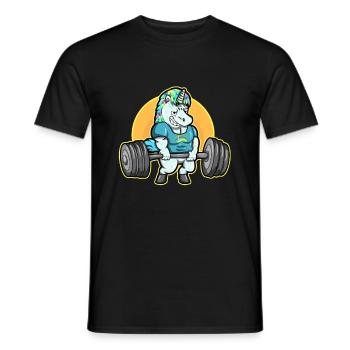Einhorn Gym Fitness Gewichte Workout Geschenk - Männer T-Shirt - Schwarz - Vorne - AI Model Male 178 light (178cm)