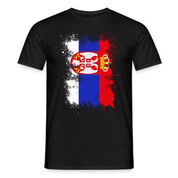 Serbien Flagge Farbfleck - Männer T-Shirt - Schwarz - Vorne - AI Model Male 178 light (178cm)