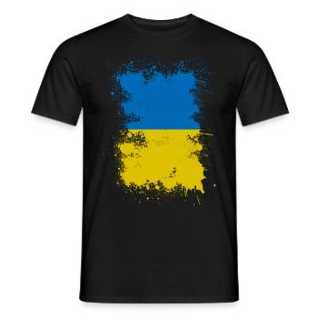 Ukraine Flagge Farbfleck Kunst - Männer T-Shirt - Schwarz - Vorne - AI Model Male 178 light (178cm)