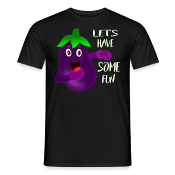 Aubergine drôle s'amuse - T-shirt homme - noir - Devant - AI Model Male 178 light (178cm)