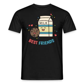 Milk biscuits gift friends chocolate sweet comic - Men's T-Shirt - black - Front - AI Model Male 178 light (178cm)