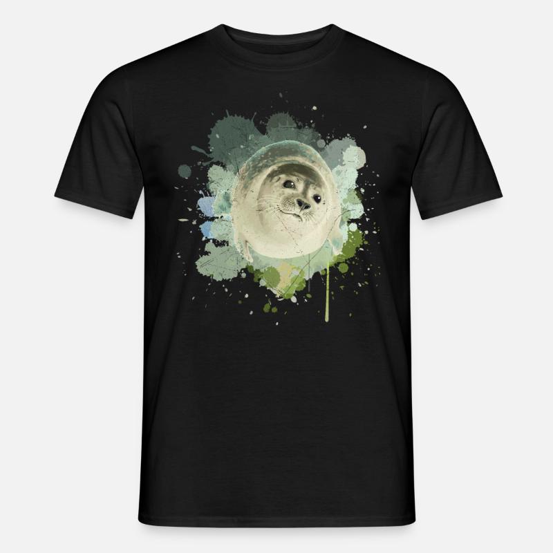 Robbe Seehund Seelöwe Walross Tier - Männer T-Shirt - Schwarz