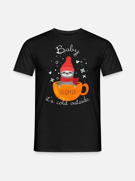 Sloffee Sloth - Baby, it's cold outside - Men's T-Shirt - black