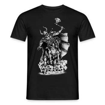 Kämpfer Totetkopf dessiné à la main, Odin, Vikinger - T-shirt homme - noir - Devant - AI Model Male 178 light (178cm)