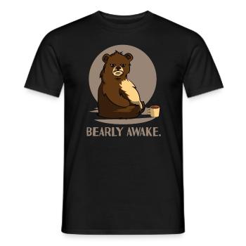Bär Kaffe Koffein Langschläfer Müde Witz Design - Männer T-Shirt - Schwarz - Vorne - AI Model Male 178 light (178cm)