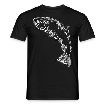 Lachs - Männer T-Shirt - Schwarz - Vorne - AI Model Male 178 light (178cm)
