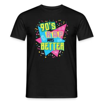 90s Rap Music graphic Throwback Hip Hop Rapper - Men's T-Shirt - black - Front - AI Model Male 178 light (178cm)