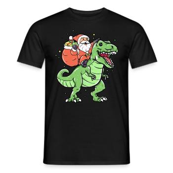 Le père Noël monte les dinosaures de Noël - T-shirt homme - noir - Devant - AI Model Male 178 light (178cm)