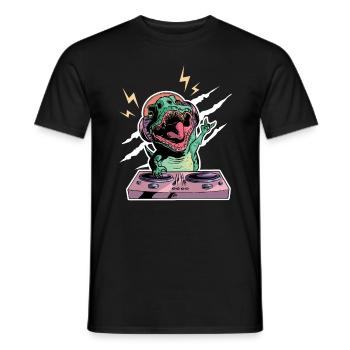 Dino Dj Disc Jockey Party Techno Elektro Musik - Männer T-Shirt - Schwarz - Vorne - AI Model Male 178 light (178cm)