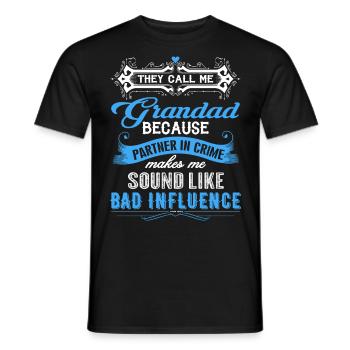 They Call Me Grandad Partner In Crime Funny - Men's T-Shirt - black - Front - AI Model Male 178 light (178cm)