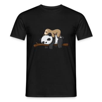 Panda paresseux amoureux mignon dormir mignon - T-shirt homme - noir - Devant - AI Model Male 178 light (178cm)