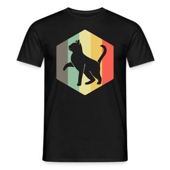 Chat Rétro folle dame de chat - T-shirt homme - noir - Devant - AI Model Male 178 light (178cm)