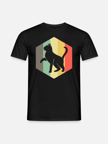 Katze Retro verrückte Katzendame - Männer T-Shirt - Schwarz