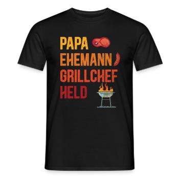 Papa Ehemann Grillchef Held - Grill Party Barbecue - Männer T-Shirt - Schwarz - Vorne - AI Model Male 178 light (178cm)