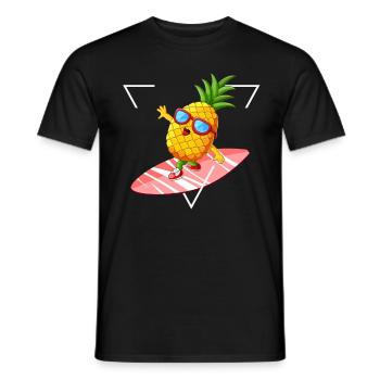 Vacances d'été heureux sentiment soleil de planche de surf ananas - T-shirt homme - noir - Devant - AI Model Male 178 light (178cm)