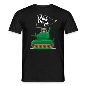 I Hate People Cat Tanks Funny I Hate People - Men's T-Shirt - black - Front - AI Model Male 178 light (178cm)