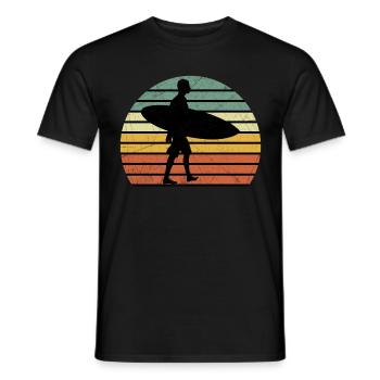 Surfen Surfboard Surfer Wellenreiter Retro - Männer T-Shirt - Schwarz - Vorne - AI Model Male 178 light (178cm)
