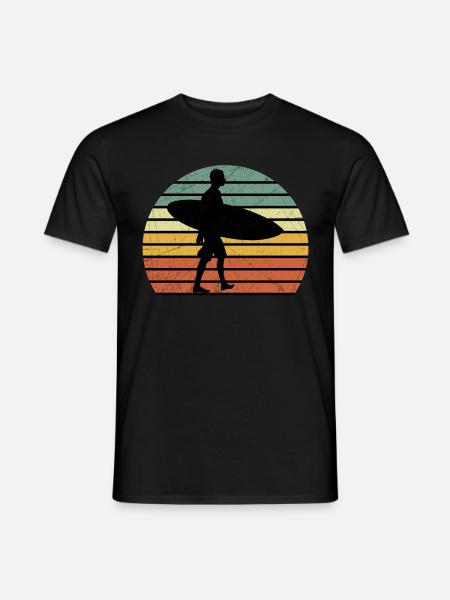 Surfing surfboard surfer surfers retro - Men's T-Shirt - black