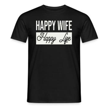 Happy Wife Happy Life - Men's T-Shirt - black - Front - AI Model Male 178 light (178cm)