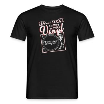 Les vrais DJ en vinyle jouent toujours au VINYL - T-shirt homme - noir - Devant - AI Model Male 178 light (178cm)
