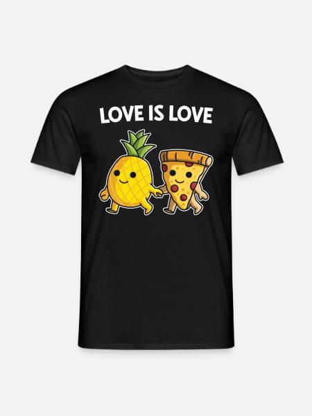 Pizza Hawaii spiser ananas pizza - Mænd T-shirt - sort