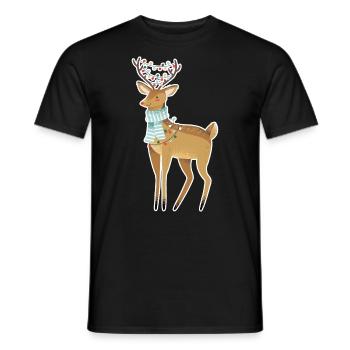 Christmas deer stag deer brown - Men's T-Shirt - black - Front - AI Model Male 178 light (178cm)