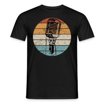 Mikrophon Microphone Vintage Musik Sänger Sängerin - Männer T-Shirt - Schwarz - Vorne - AI Model Male 178 light (178cm)