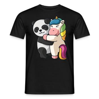 Panda mit Einhorn Liebe süßes niedliche Tiere - Männer T-Shirt - Schwarz - Vorne - AI Model Male 178 light (178cm)