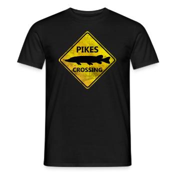 Pike Pikes Crossing warning sign - Men's T-Shirt - black - Front - AI Model Male 178 light (178cm)