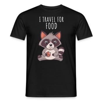 Raccoon Food Lover Food Traveler I Travel - Men's T-Shirt - black - Front - AI Model Male 178 light (178cm)