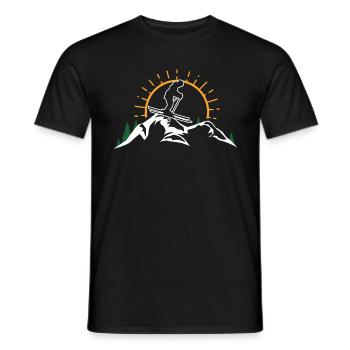 ski snowboard mountain sunset skiing - Men's T-Shirt - black - Front - AI Model Male 178 light (178cm)