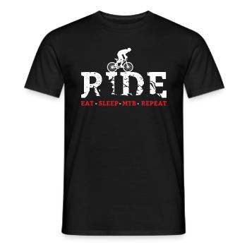 Mountain bike MTB retro mountain bike - Men's T-Shirt - black - Front - AI Model Male 178 light (178cm)