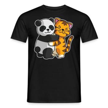 Panda Kätzchen Liebe Knuddel Umarmung Freunde Paar - Männer T-Shirt - Schwarz - Vorne - AI Model Male 178 light (178cm)