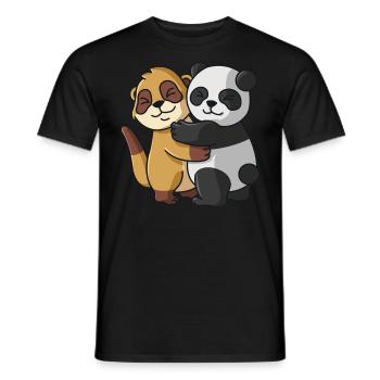 Meerkat Panda cute Hug Cuddle Animals - Men's T-Shirt - black - Front - AI Model Male 178 light (178cm)