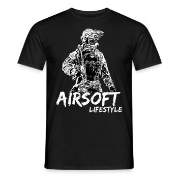 Airsoft /Softair / Softgun / AEG Airsoft Milsim - Männer T-Shirt - Schwarz - Vorne - AI Model Male 178 light (178cm)
