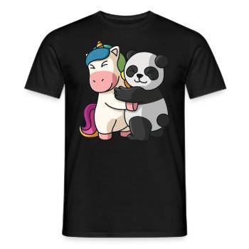 Einhorn Panda Einhörner niedliche Tiere knuddeln - Männer T-Shirt - Schwarz - Vorne - AI Model Male 178 light (178cm)