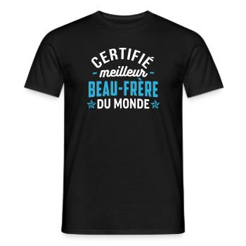 Certifié meilleur beau frère du monde - T-shirt homme - noir - Devant - AI Model Male 178 light (178cm)