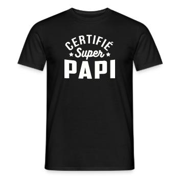 Certifié super papi cadeau grand père - T-shirt homme - noir - Devant - AI Model Male 178 light (178cm)