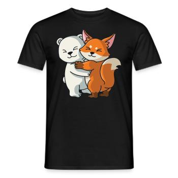 Eisbär Fuchs Liebe niedliche Tiere knuddeln - Männer T-Shirt - Schwarz - Vorne - AI Model Male 178 light (178cm)