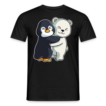Pingouin et ours polaire câlinent des animaux mignons - T-shirt homme - noir - Devant - AI Model Male 178 light (178cm)