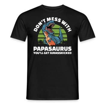 Papasaurus jurasskicked Rex for men dinasor papa - Men's T-Shirt - black - Front - AI Model Male 178 light (178cm)