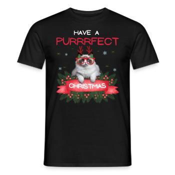 Cat Christmas - Men's T-Shirt - black - Front - AI Model Male 178 light (178cm)