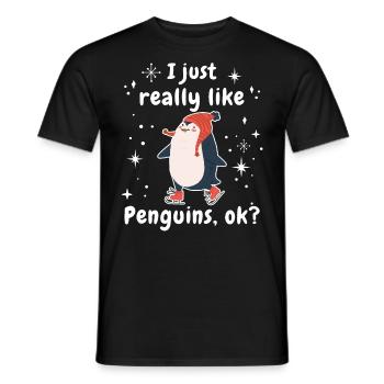 Drôle penguin Zoo j’aime vraiment les pingouins ok - T-shirt homme - noir - Devant - AI Model Male 178 light (178cm)