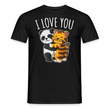 Ich liebe dich Panda Tiger Valentinstag Herz - Männer T-Shirt - Schwarz - Vorne - AI Model Male 178 light (178cm)