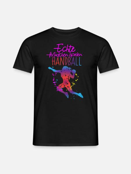 Echte Mädchen spielen Handball Handballspielerin - Männer T-Shirt - Schwarz