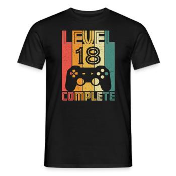 18th Birthday Gamer Level 18 Complete 18 years - Men's T-Shirt - black - Front - AI Model Male 178 light (178cm)