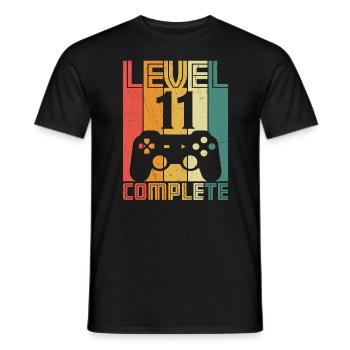 11th Birthday Gamer Level 11 Complete 11 years - Men's T-Shirt - black - Front - AI Model Male 178 light (178cm)