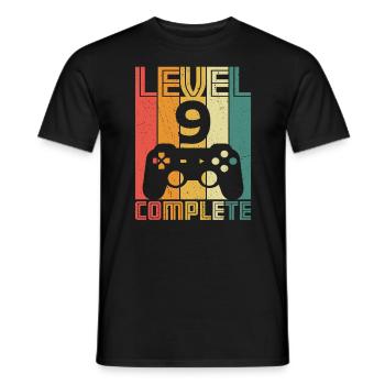 9th Birthday Gamer Level 9 Complete 9 years - Men's T-Shirt - black - Front - AI Model Male 178 light (178cm)